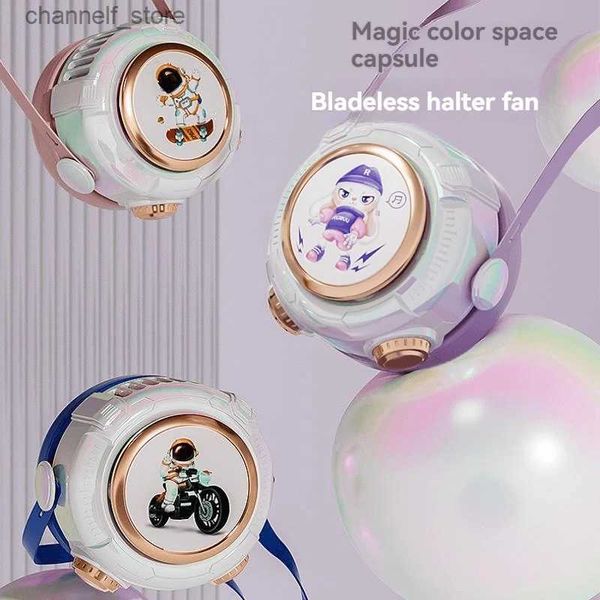 Elektrische Fans Kaninchen Astronaut USB Mini Fan Tragbare Lazy Neck Hängen Schnurlose Kinder Handheld Lade FanY240320