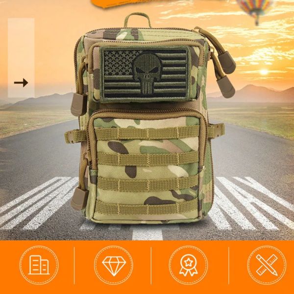 Sacos mini edc tático mensageiro cintura saco pequeno saco de armazenamento ao ar livre bolso do telefone móvel militar pendurado saco molle camuflagem sacos