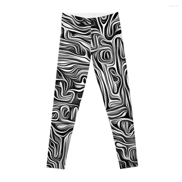 Aktive Hose Waves Of Life 6 |Schwarz-weiße Digital-Zeichnungs-Leggings für körperliches Training, Shorts, Sport-Shirts, Fitnessstudio, Damen