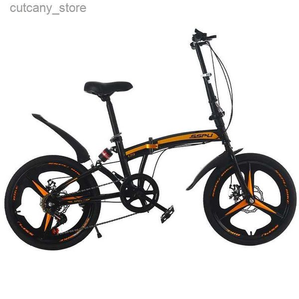 Велосипеды Ride-Ons 20-дюймовый складной велосипед с регулируемой скоростью из высокоуглеродистой стали для взрослых, дорожный велосипед с амортизирующим дисковым тормозом, горный велосипед 2024 L240319
