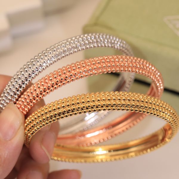 Bracciale di lusso del designer di marca Van Clee Rame con perline rotonde placcate oro 18 carati Bracciale con polsino a secchiello per gioielli da donna con scatola regalo per feste