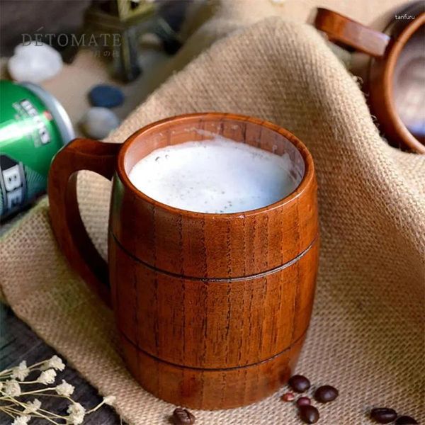Tumblers cozinha produtos domésticos copo de isolamento de madeira pode ser usado para encher cerveja fria leite café retro estilo minimalista