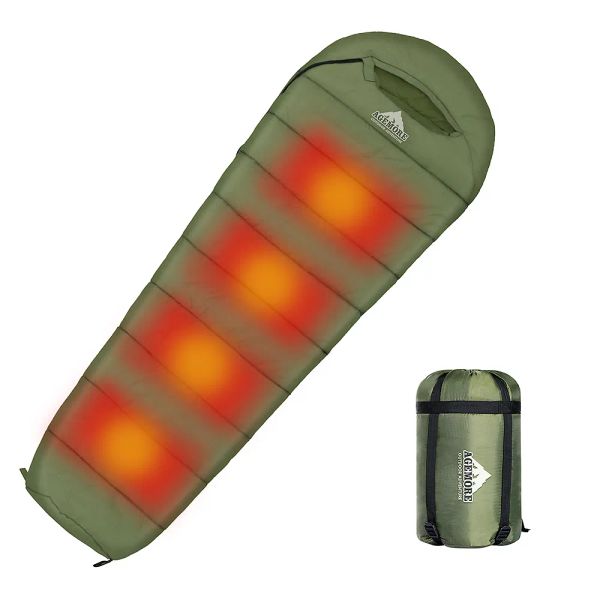 Gear Agemore Outdoor-Camping-Schlafsäcke, wasserdicht, ultraleicht, beheizbar, Winterschlafsack, Erwachsene, Schlaflager, Gears mit Heizkissen