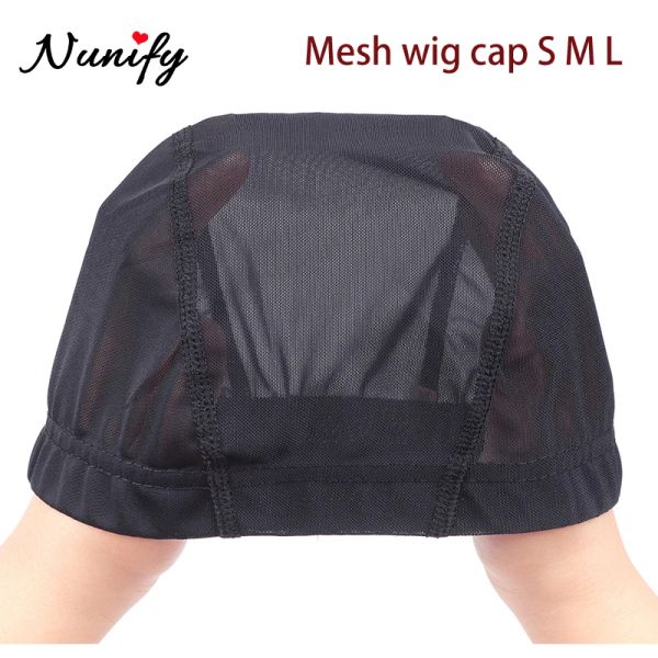 Redes de cabelo Nunify Dome Mesh Silicone Wig Cap para tecer peruca Caps para fazer perucas de alta qualidade Tecelagem Trança Cap Peruca Net Cor Preta 15pcs