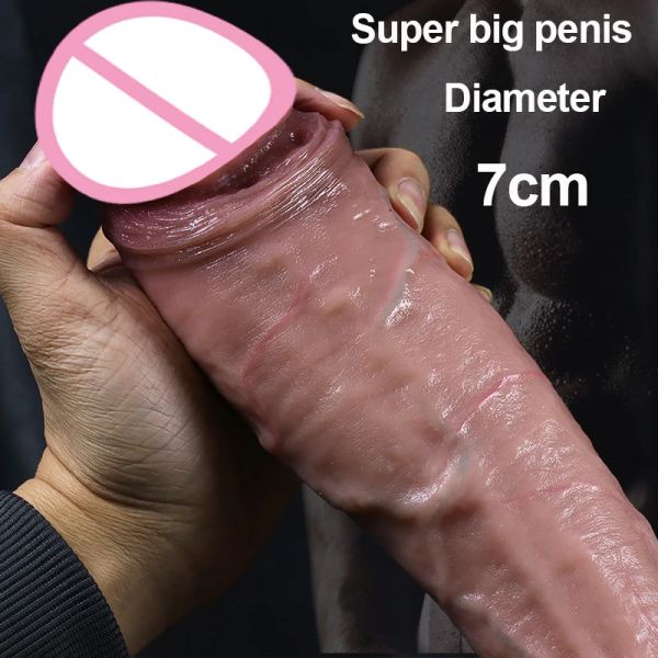 Brinquedos super pele real realista vibrador macio flexível enorme com ventosa brinquedos sexuais adultos para mulher masturbação anal pau