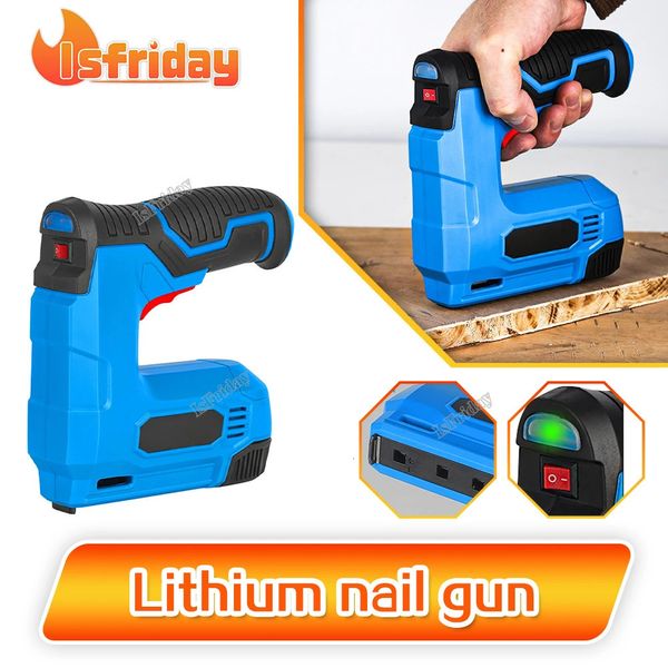 Elektrik 2 inç 1 Nailer/Stapler Tabancası Lityum-İyon Kablosuz Tırnak Tabancası Zımba Tabancası Çarpıcı Zımba Çoklu Çivi Çivi Zımbalanma Tabancası 240318