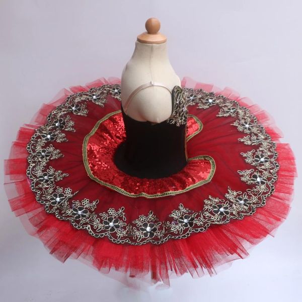 Palco desgaste vestidos de balé para adultos criança crianças panqueca cisne lago bailarina tutu vestido de dança de salão menina vermelho profissional