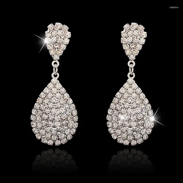 Dangle Brincos Luxo Lágrima Cristal Austríaco Para Mulheres Grande Gota Acessórios De Casamento Nupcial