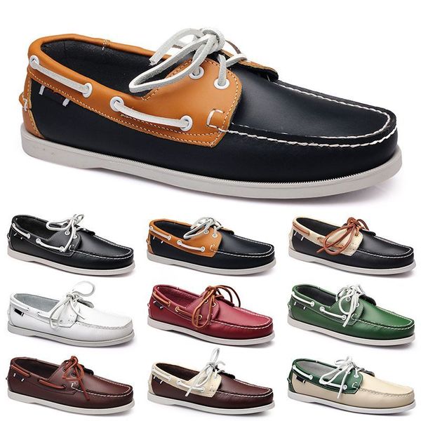 Sapatos casuais masculinos preto lazer prata taupe dlives marrom cinza vermelho verde andando baixo macio multis couro masculino tênis ao ar livre formadores sapatos de barco respirável bb039