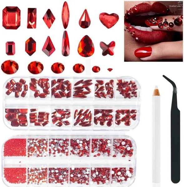 Nail Art Kits, Strasssteine, rote Charms mit Kristalldiamanten, Perlen, Steinen, 2680 Stück, DIY-Dekorationen für Körper und Augen