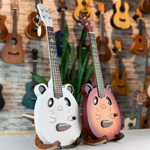 Chitarra elettrica Ukulele 26 pollici tenore mogano Mini Full Solid Silent Panda Ukelele chitarra 4 corde Guitarra