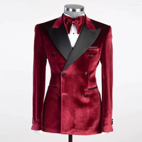 Ternos masculinos elegantes de veludo, para casamento, blazer de baile, banquete, jantar, festa, noivo, terno masculino completo