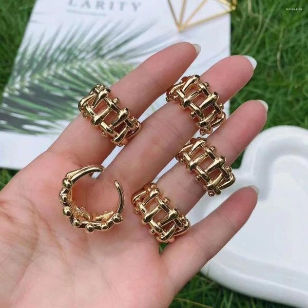 Cluster Ringe 5PCS Trendy Gold Farbe Geometrische Kette Chunky Für Frau Knuckle Finger Anillos Mujer Geschenk 2024 Weibliche schmuck