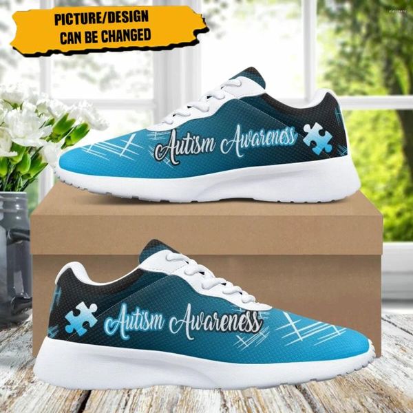 Scarpe casual Moda Consapevolezza dell'autismo Stampa Design Donna Sneaker Piatto Sport Comfort Autunno Inverno Ragazze che corrono Leggero Mujer