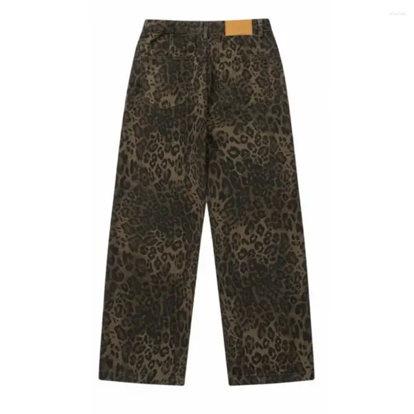 Pantaloni da donna Jeans con stampa leopardata Pantaloni unisex Hop con gamba larga Morbido stile streetwear per giovani alla moda