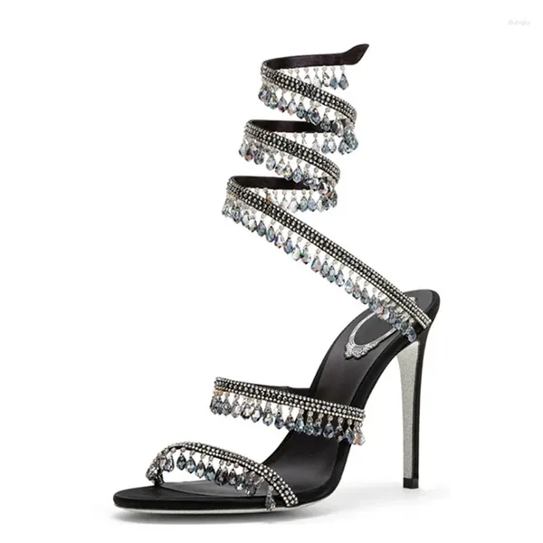 Sandálias vendendo decoração de cristal zapatos de vestir para mujer elegante moda luxo sapatos femininos saltos finos sola de borracha
