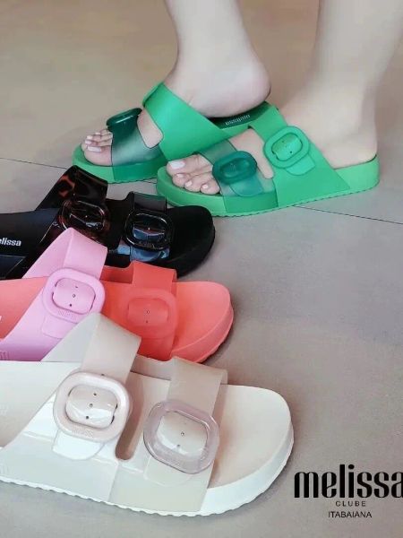 Slippers Melissa New Double Button Slippers Insp Sweet Colorsatching Candy Color Shoes Flat Girls Girls Summer Summer Beach Shoppers