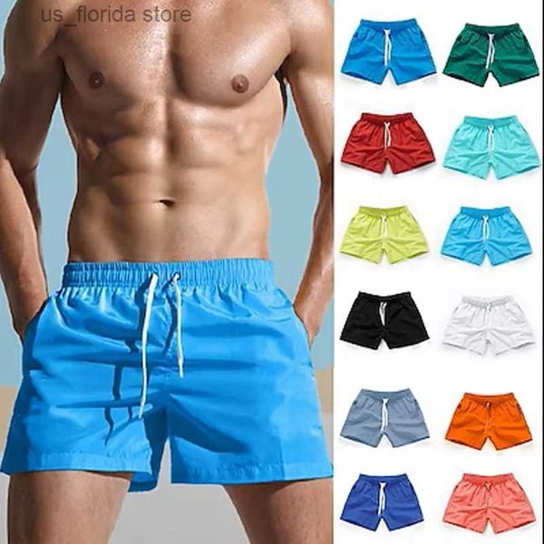 Shorts masculinos Mens Board Shorts Swim Shorts Swim Trunks Drawstring Elastic Cintura Design Quick Dry Sports Curto Diário Praia Strtwear Casual Y240320