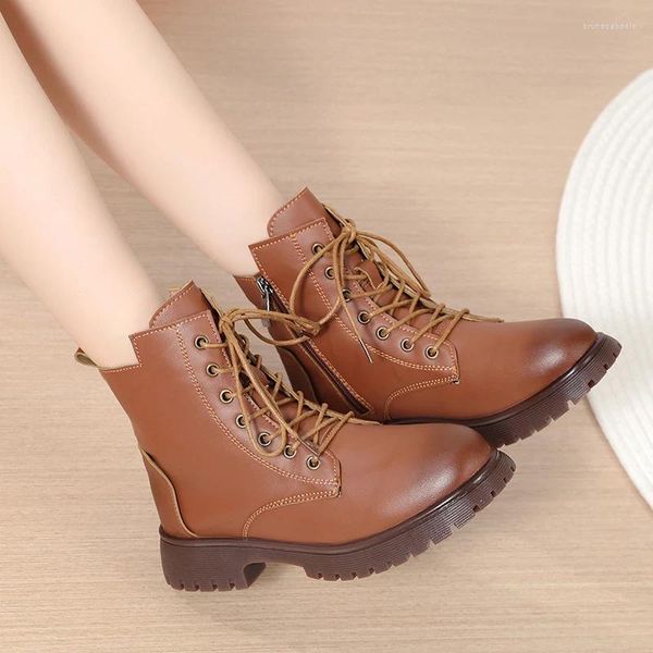 Stiefel Echte Lather Damen Winter Echtpelz Knöchelstiefel Damen Plateauschuhe für Frauen 39 Casual Bot in Reißverschluss