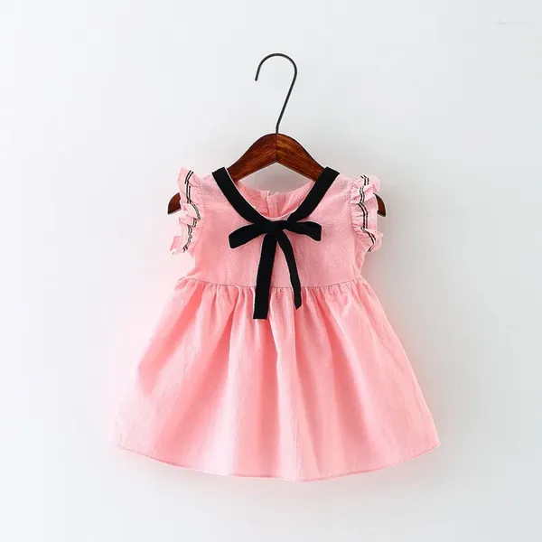 Платья для девочек, коллекция 2024 года, летняя одежда для малышей, платье для дня рождения 1 года, одежда для маленьких девочек с бантом, повседневная одежда для малышей