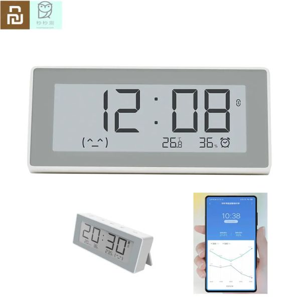 Controllo YOUPIN MiaoMiaoCe Termometro Sensore di umidità e temperatura Smart ELink INK Schermo LCD BT4.0 Orologio digitale Misuratore di umidità Stock