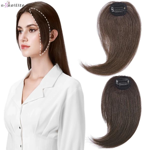 Franja snoilite lado separação bang 2 pçs natural franja de cabelo humano franja esquerda direita extensões de cabelo 16g franja com clipe