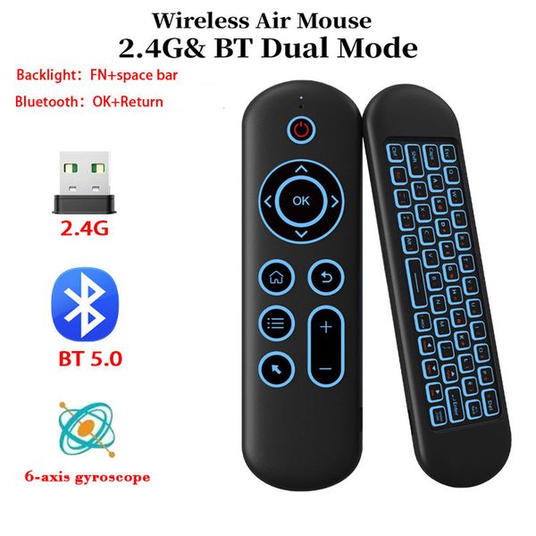 Yeni M5 Kablosuz Klavye 2.4GBT5.2 Uzaktan Kumanda 7 Renk Arka Aygırı Kablosuz Hava Fare Mini Klavye Android TV Kutusu PC Mac OS Linux Elektronik Ekipman