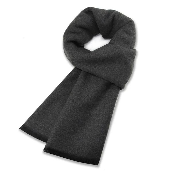 Moda Uomo Colore solido Sciarpa di cashmere Inverno Addensare Caldo Scialle di Pashmina Uomo Nero Grigio Sciarpe casual Nappa Foulard Bufanda 240314