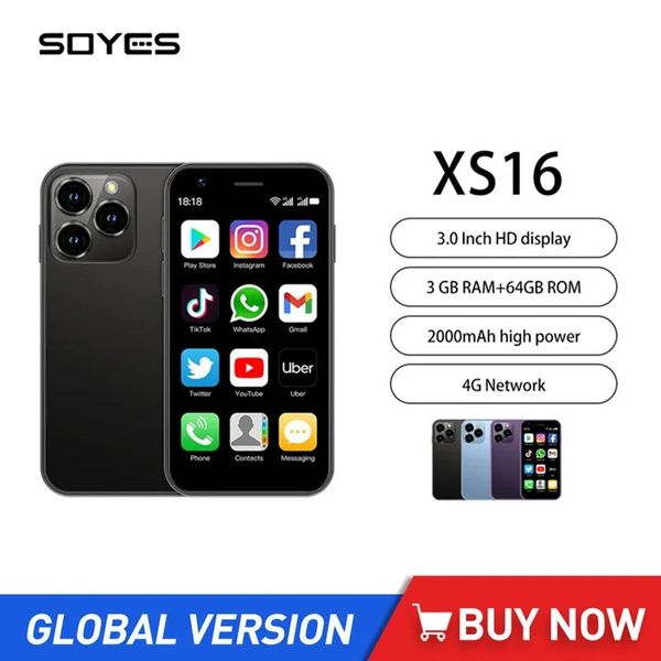 Desbloqueado Soyes Mini Bolso Celular Smartphones 4G LTE Ultra Slim Celular Google Play Android 10.0 Celular 3.0 Polegada 3GB 64GB Dual Sim Card