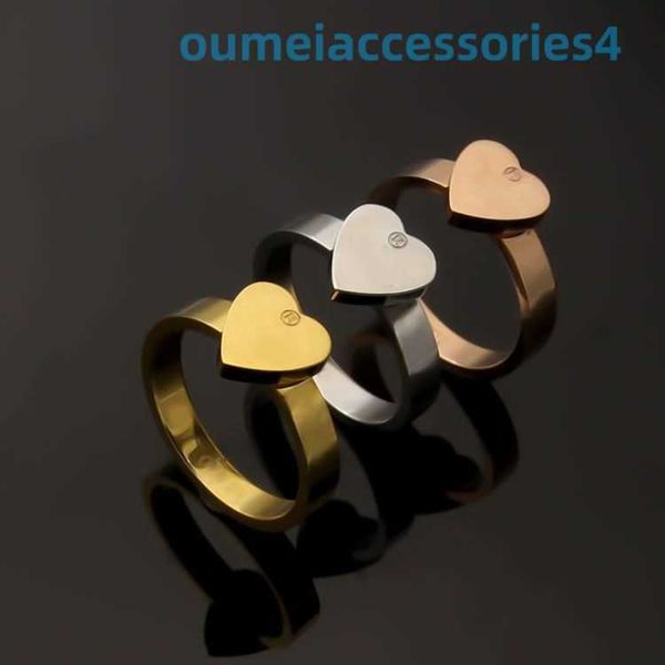 2024 designer de luxo marca jóias banda topo simples coração amor anel ouro prata rosa cores casal anéis moda feminina senhora festa presentes