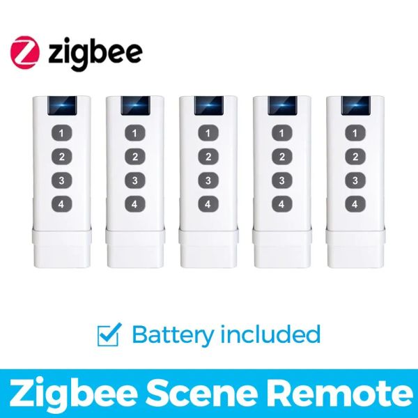 Controlla Tuya ZigBee Smart Scene Switch 4 Gang remoto portatile per il controllo remoto di scenari di automazione domestica intelligente con Alexa Google