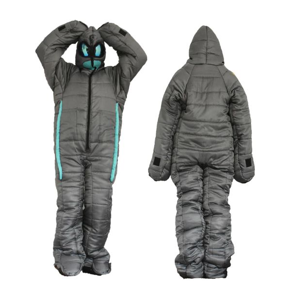 Dişli polyester fiber uzaylı kamp uyku tulumu kaz dayanıklı kış uyku tulumu giyilebilir komik tam vücut kamp yatak torbaları sıcak yürüyüş