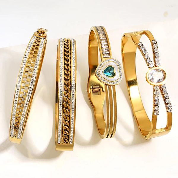 Pulseira de luxo coração cruzado pulseira de aço inoxidável para mulheres homens vintage italiano charme largo punho pulseiras luxo jóias presente