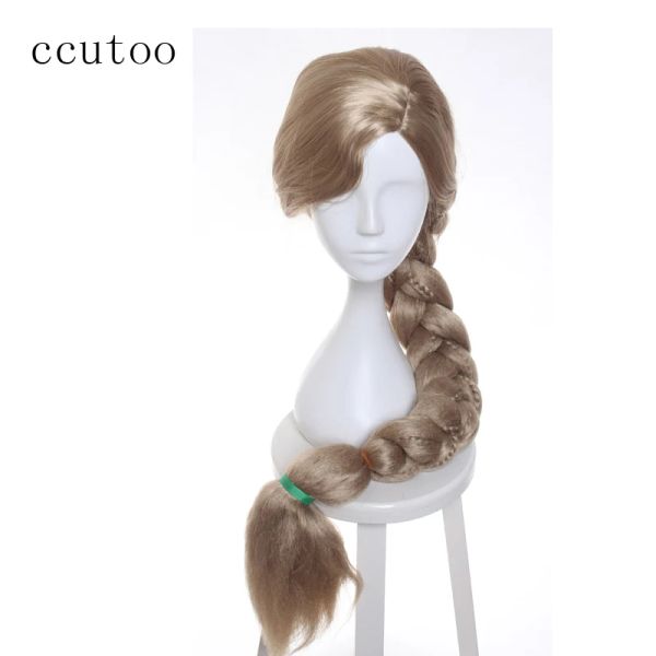 Perucas ccutoo feminino longo emaranhado rapunzel loira trança estilo separação cabelo sintético cosplay traje peruca fibra de resistência ao calor