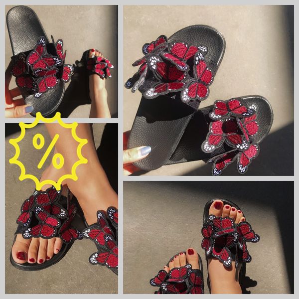 Mulheres verão artesanato bordado tridimensional borboleta chinelos gai sandálias moda salto 2024 bordado retro fácil combinação extremamente fino bonito design exclusivo