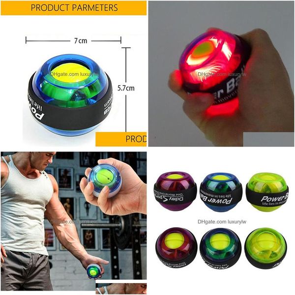 Acessórios Equipamento de Ginásio LED Bola de Pulso Treinador Giroscópio Fortalecedor Gyro Power Arm Exercitador Powerball Exercício Hine Drop Delivery Dhhuw