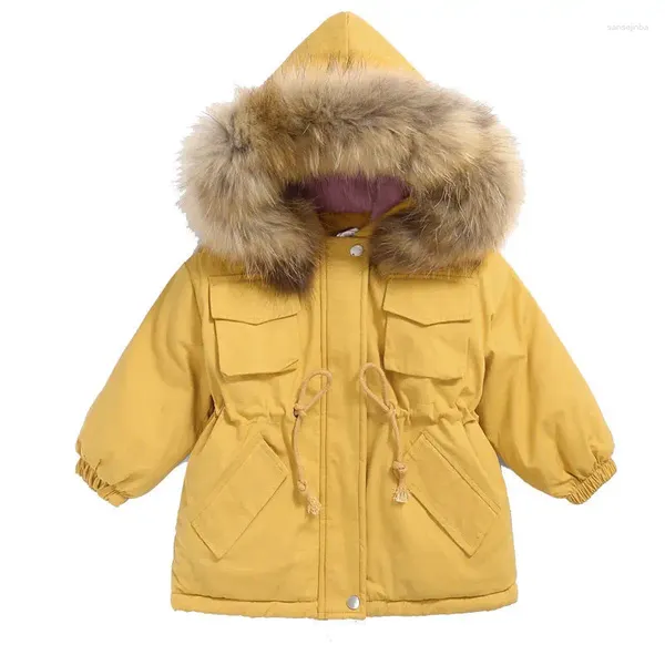 Daunenmantel 2024 Mädchen gepolsterte Kleidung Winter Babys Plus Samt Outerwaers Kinder Parker Der Trend der Mäntel im koreanischen Stil