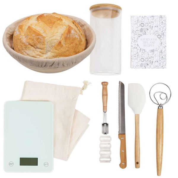 Conjunto |Suprimentos de panificação com jarra de vidro, balança digital, tigelas de prova para pão de massa fermentada e outras ferramentas para fazer pão