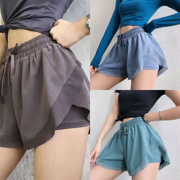 Damen-Yoga-Shorts, hoch taillierte Outfit-Shorts, Fitness-Kleidung, Mädchen, Laufen, Reißverschlusstaschen, Stretch-Hose, gefüttert, Kordelzug, Größe S-XXL