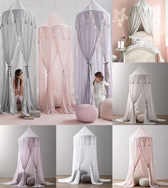 Neue moderne hängende Kuppel Prinzessin Mädchen Bett Volant Chiffon Baldachin Moskitonetz Kind Spielzelt Vorhänge für Baby Room3223134