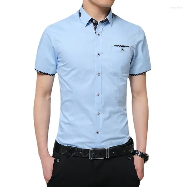 Erkekler sıradan gömlekler erkekler gömlek yaz Kore moda erkekler kısa kollu ince fit erkek giyim Asya boyutu 5xl