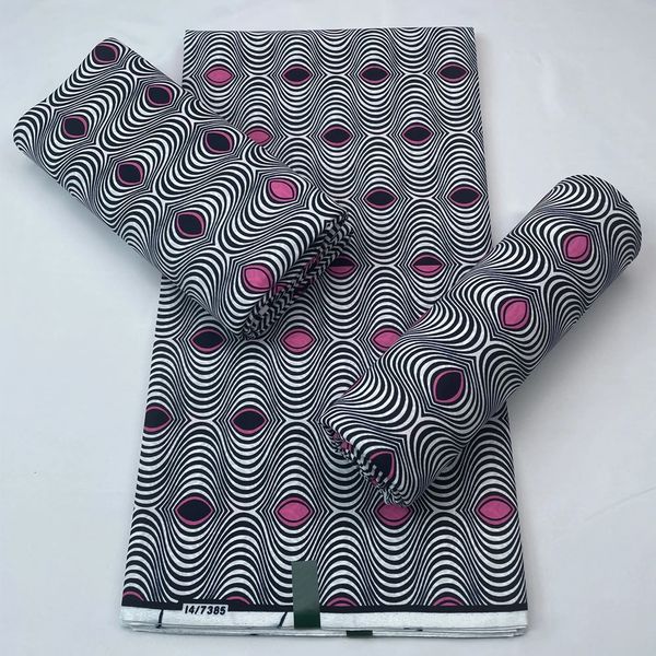 Tecido de cera africano 6 jardas verdadeira cera nigeriano ancara bloco imprime tecido batik holandês pagne 100% algodão para costura VL-105 240309