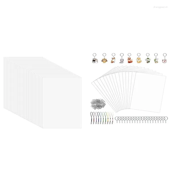 Portachiavi Set portachiavi: 15 fogli termoretraibili stampabili, 20 100 anellini divisi e 5 fermagli per aragosta, fai da te per bambini, facili da usare.