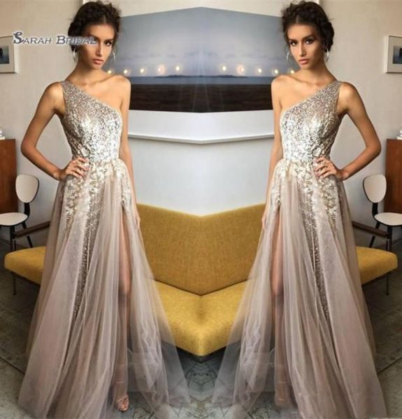 2019 One Omuz Aline Puiced Prom Elbiseler Tül Akşam Giyiminde S Highend Vurs Dress4995740