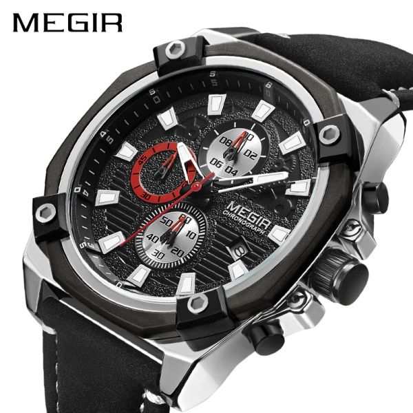 Orologi Megir Orologio sportivo da uomo Orologio Relogio Masculino Top Brand Moda Cronografo al quarzo Esercito Militare Orologi da polso Reloj Hombre 2054