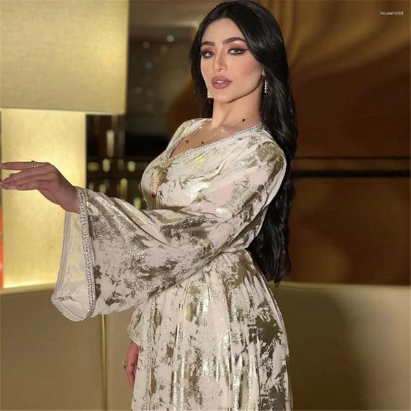 Roupas étnicas Médio Oriente Moda Outono Muçulmano Abayas Islâmico Mulheres Longo Vestido Noite Festa Kaftan Dubai Árabe Ramadan Jalabiya