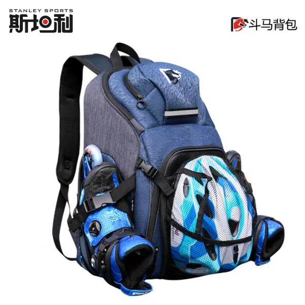 Abrange bolsa de armazenamento à prova d'água de grande capacidade para crianças adultas, rolo de velocidade, capacete de patins em linha, caixa de transporte, mochila de patinação no gelo, 48x3