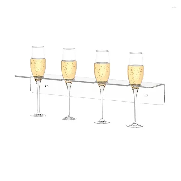 Suporte de vidro de vinho acrílico transparente, armazenamento de cozinha montado na parede sob o armário, rack de suspensão champanhe para festa