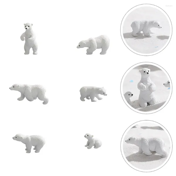 Decorazioni da giardino 6 pezzi Mini orso polare Piccoli set da gioco Decorazioni per la casa Decorazione in miniatura in resina La neve