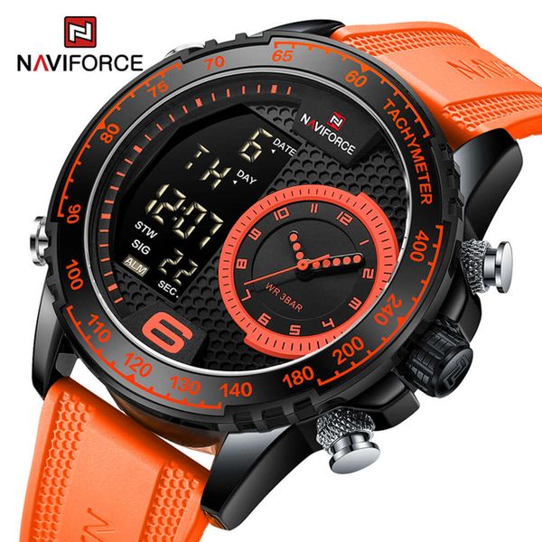 NAVIFORCE Relógios Esportivos Militares para Homens Resistente à Água Pulseira de Silicone Macio Relógio Masculino Luminoso Relógios de Pulso NF9199T